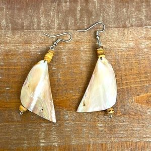 Vintage Natural Shell & Wood Bead Earrings